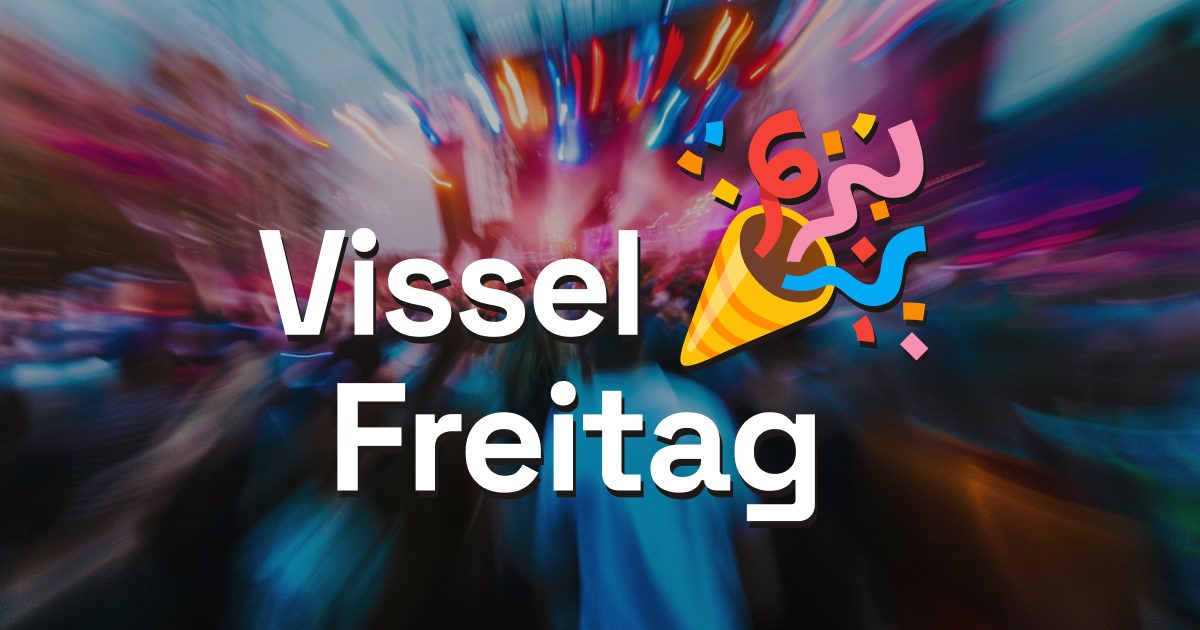 Cover des Projekts Vissel Freitag: Festivalbesucher zwischen Lichtern, Logo im Vordergrund